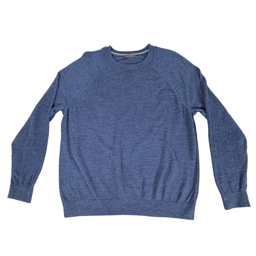 Banana Republic Sweater XL Navy Blue Organic Cotton Raglan Crew Neck Casual